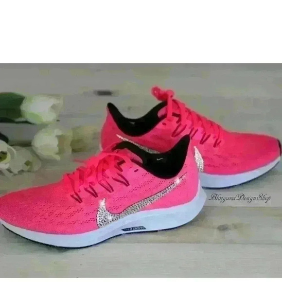 Women's Nike Air Zoom Pegasus 36 Hyper Pink Shoes made with Swarovski Crystals - Picture 7 of 8